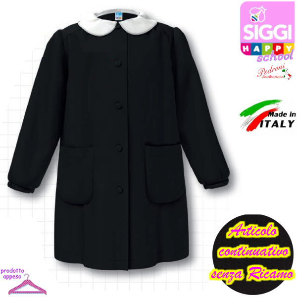SIGGI Grembiule SCUOLA bambina 37GR2888 NERO Tg.110 Cm.170